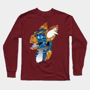 Dino Fursuit Furry Skulldog Fursona blue graphic Long Sleeve T-Shirt